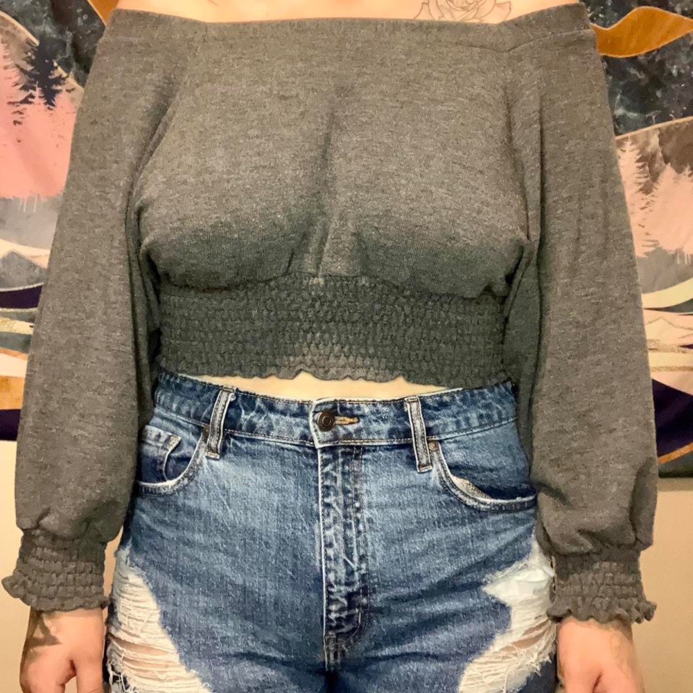 Free People Off-shoulder cropped sweater